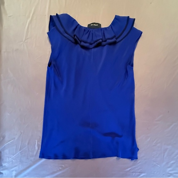 Derek Lam Royal Blue Silk Sleeveless Ruffle Blouse Size 8/Medium MSRP $425 - Picture 4 of 10